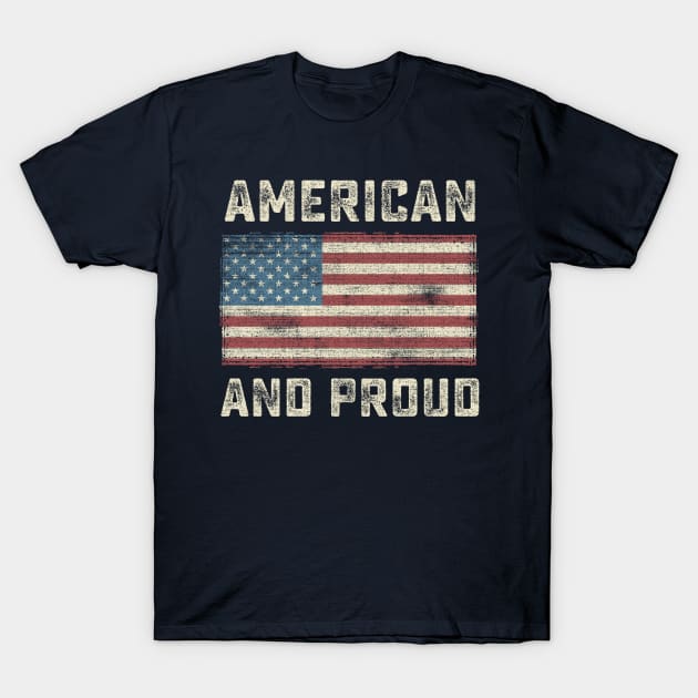 American And Proud USA Flag Military T-Shirt by Designkix